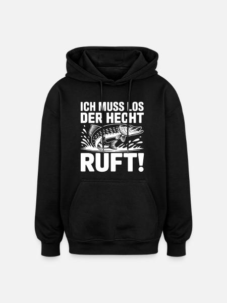 Hecht Angeln Humor - Oversized Unisex Hoodie - Schwarz