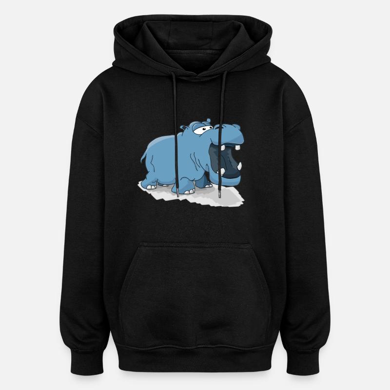 hippo - Sweat à capuche oversize unisexe - noir