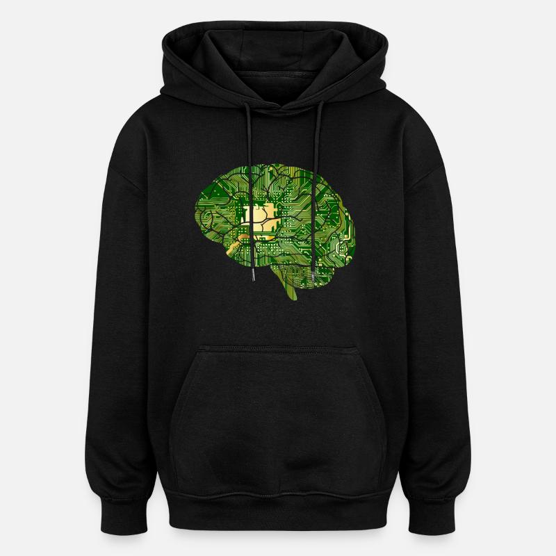 Brain Computer Chip Chip Computer - Oversized Unisex Hoodie - black