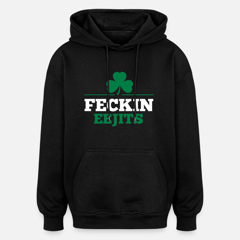 EEJITS DE FECKIN - Sweat à capuche oversize unisexe - noir