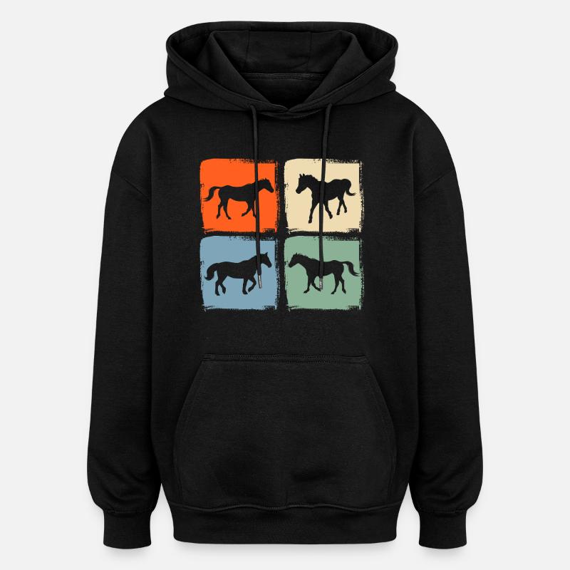 Reiten Pferd - Oversized Unisex Hoodie - Schwarz