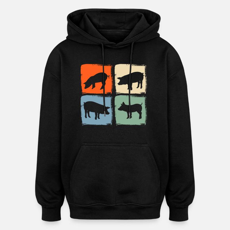Schwein - Oversized Unisex Hoodie - Schwarz