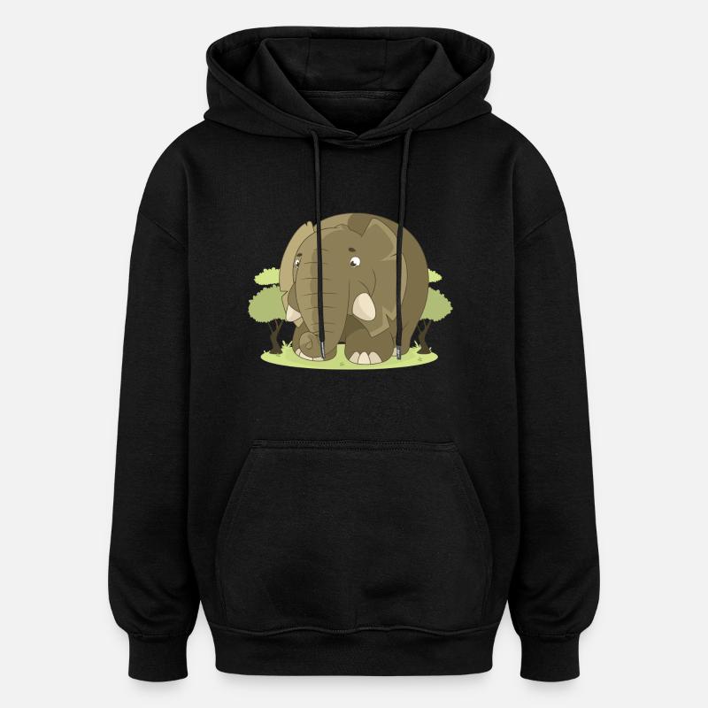 éléphant - Sweat à capuche oversize unisexe - noir