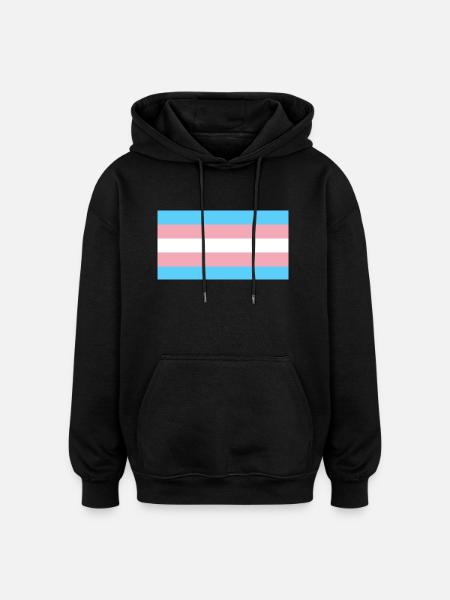 Trans-Flagge Design - Oversized Unisex Hoodie - Schwarz