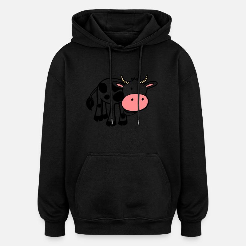 Kuh - Oversized Unisex Hoodie - Schwarz