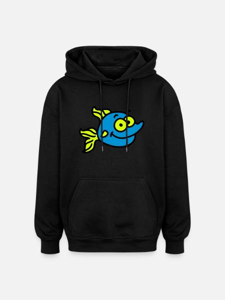 lustiger Fisch - Oversized Unisex Hoodie - Schwarz