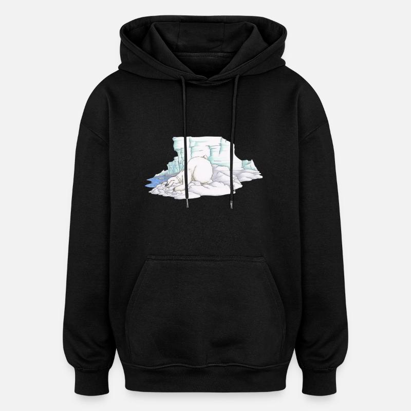 Eisbär - Oversized Unisex Hoodie - Schwarz