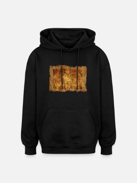 Gammelt verdenskart på pergament - Oversized unisex-hettegenser - svart