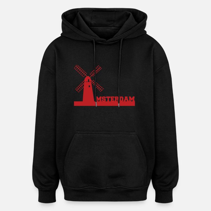 Amsterdam - Netherlands - Netherlands - Gift - Oversized Unisex Hoodie - black