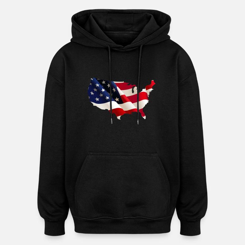 États-Unis - Sweat à capuche oversize unisexe - noir