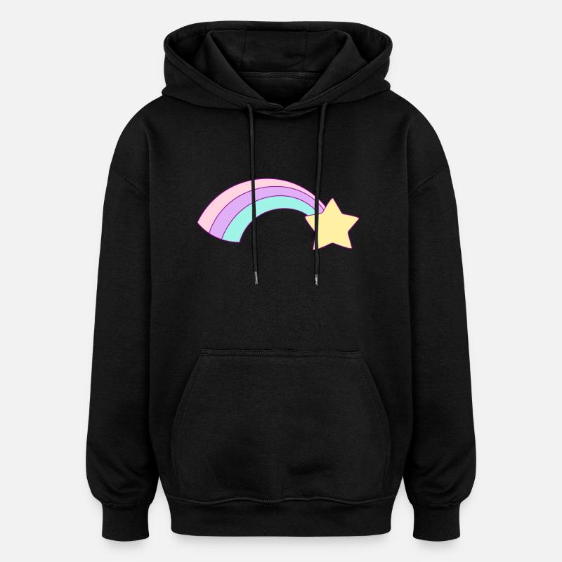 arc en ciel - Sweat à capuche oversize unisexe - noir