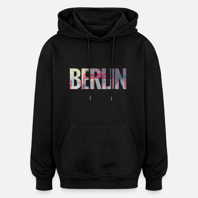 Berlin - Sweat à capuche oversize unisexe - noir