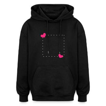 Herz Rahmen Ornament Linie - Oversized Unisex Hoodie - Schwarz - Vorne - Noah (186cm)