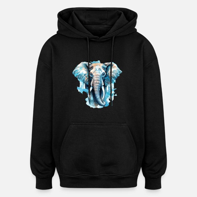 Elefant - Oversized Unisex Hoodie - Schwarz