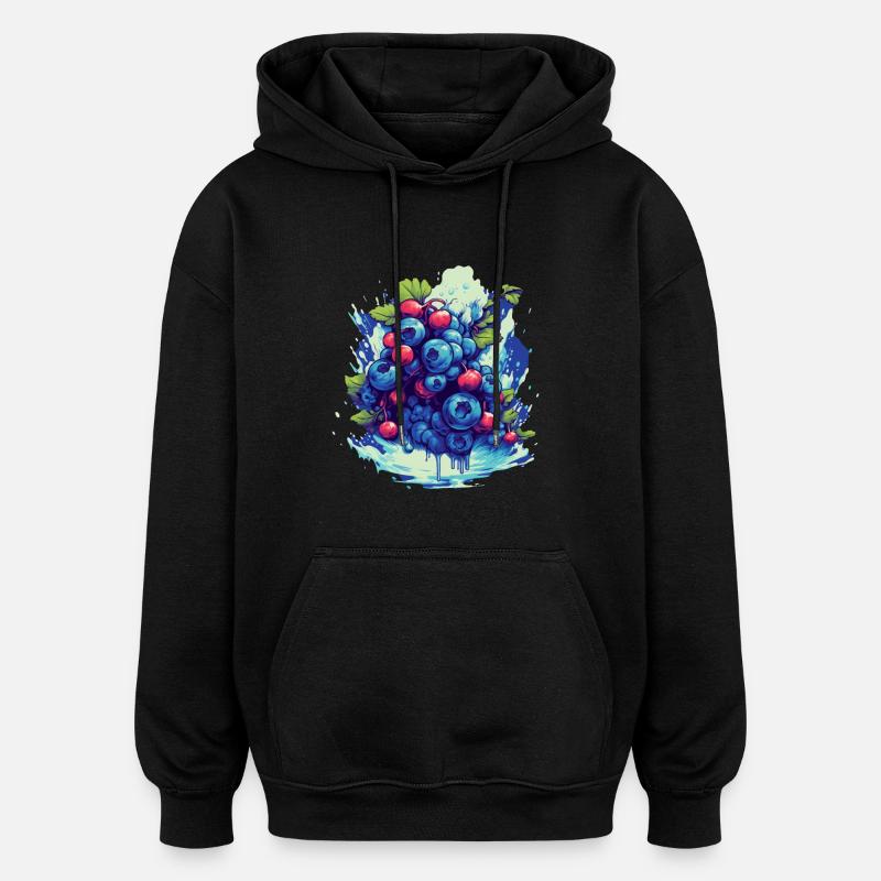 Blaubeere - Oversized Unisex Hoodie - Schwarz