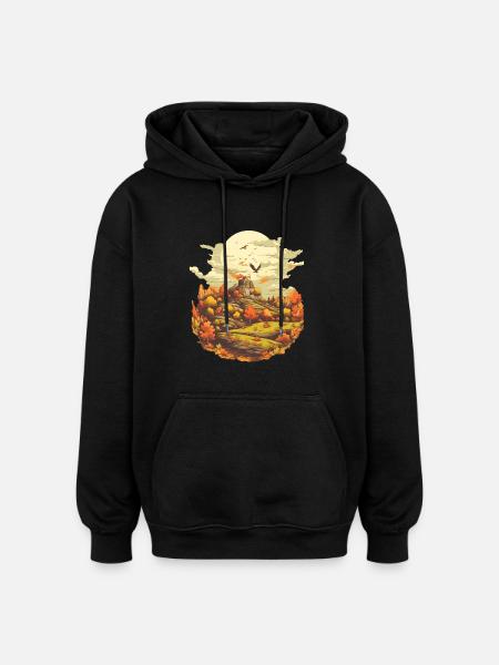 Herbstliche Landschaft - Oversized Unisex Hoodie - Schwarz