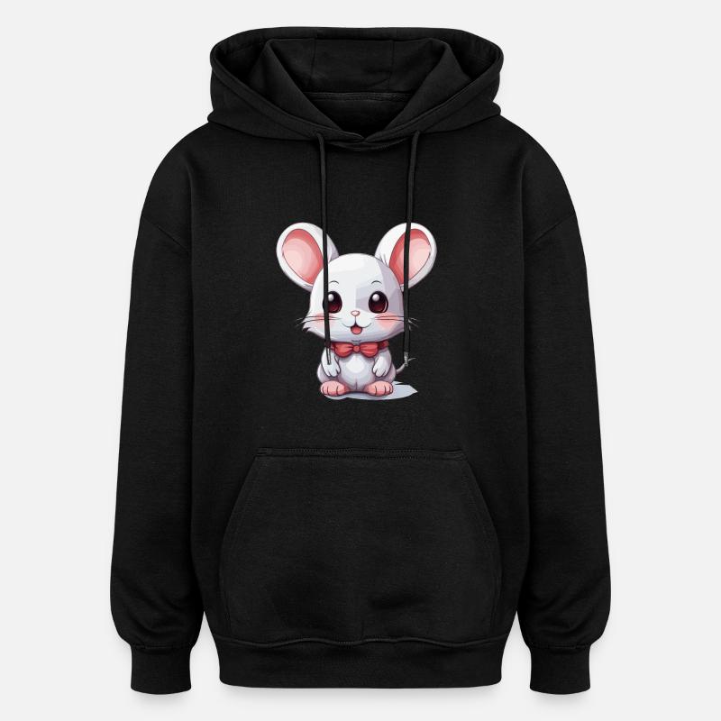 Maus - Kawaii Style - Oversized Unisex Hoodie - Schwarz