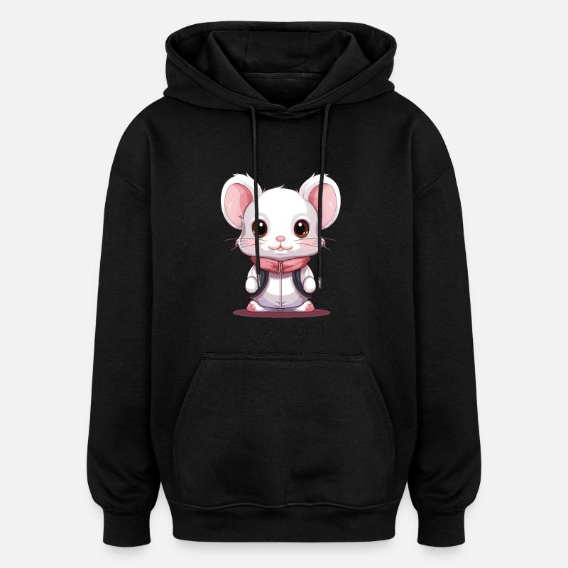 Maus - Kawaii Style - Oversized Unisex Hoodie - Schwarz