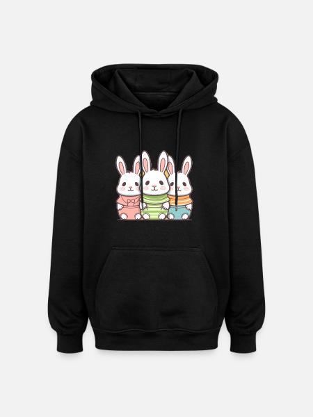 Bunny - Kawaii Style - Oversized Unisex Hoodie - black