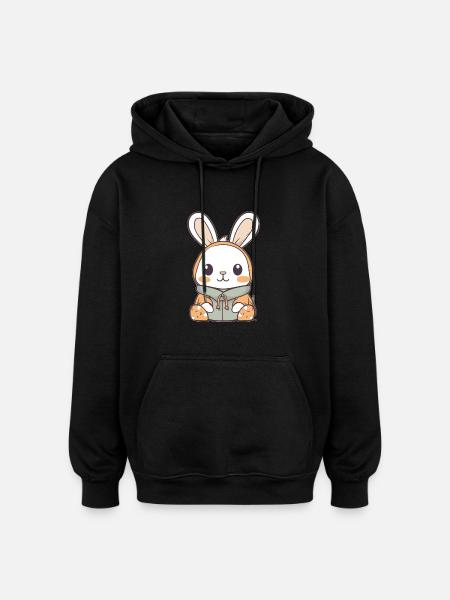 Bunny - Kawaii Style - Oversized Unisex Hoodie - black