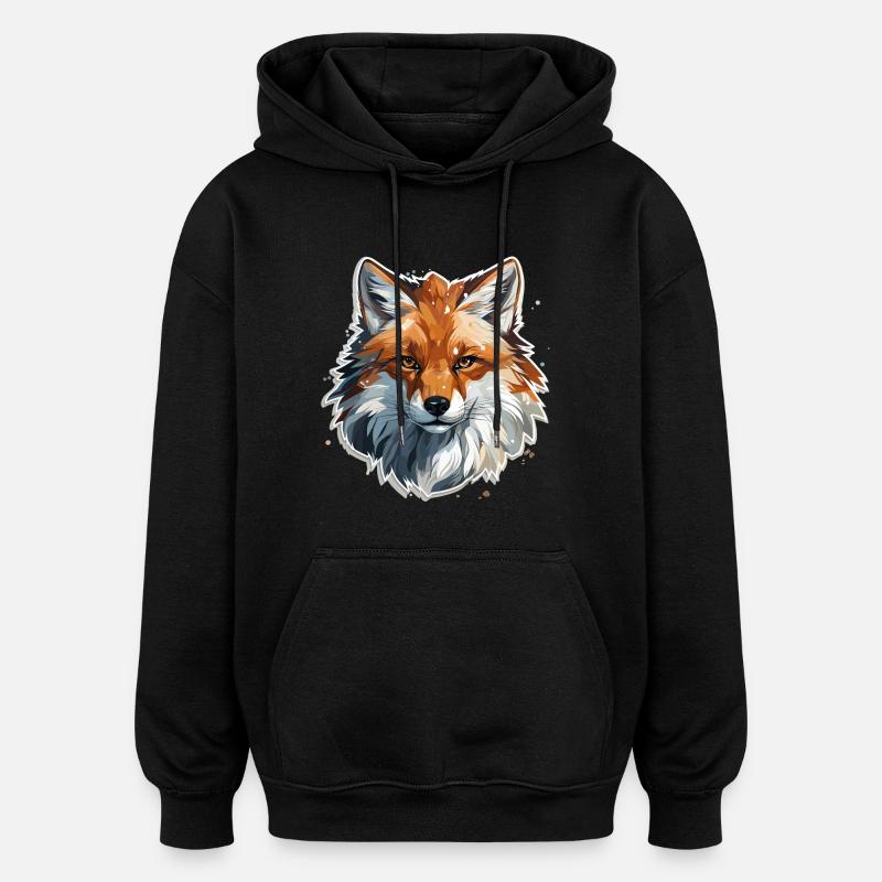 Fuchs - Illustration - Oversized Unisex Hoodie - Schwarz