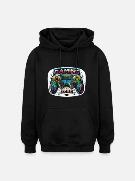 Gaming Zone - Controller Illustration - Oversized Unisex Hoodie - Schwarz