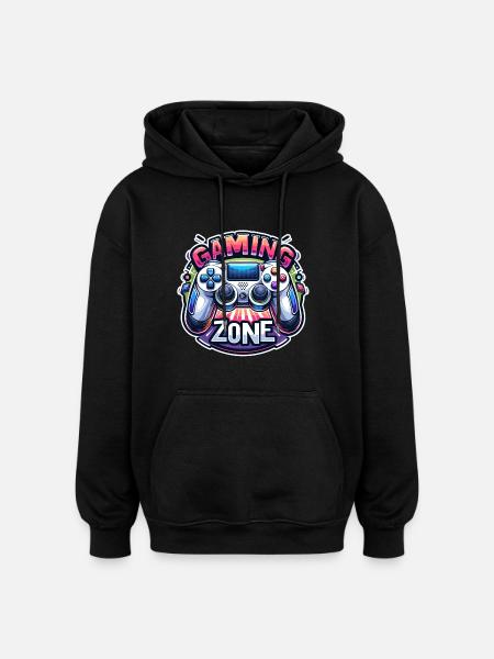 Gaming Zone - Controller Illustration - Oversized Unisex Hoodie - Schwarz