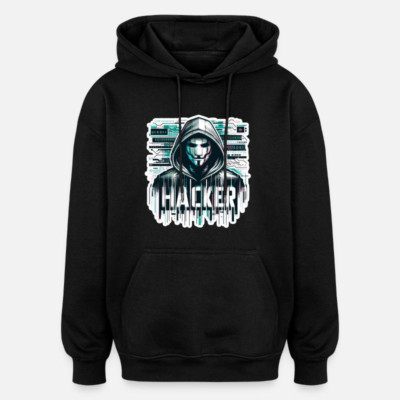 Hacker - Illustration - Oversized Unisex Hoodie - black