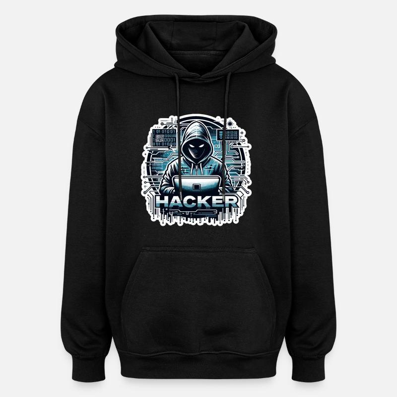 Hacker - Illustration - Oversized Unisex Hoodie - black