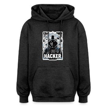 Hacker - Illustration - Oversized Unisex Hoodie - charcoal grey - Front - Noah (186cm)