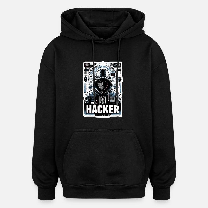 Hacker - Illustration - Oversized Unisex Hoodie - black