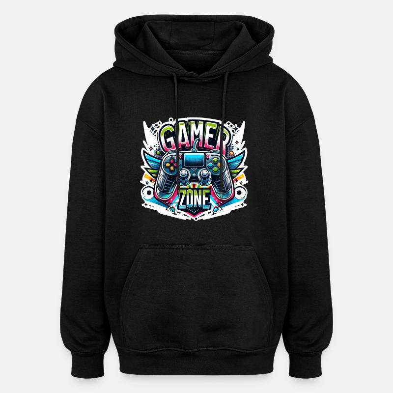 Gamer Zone - Controller Illustration - Oversized Unisex Hoodie - Schwarz