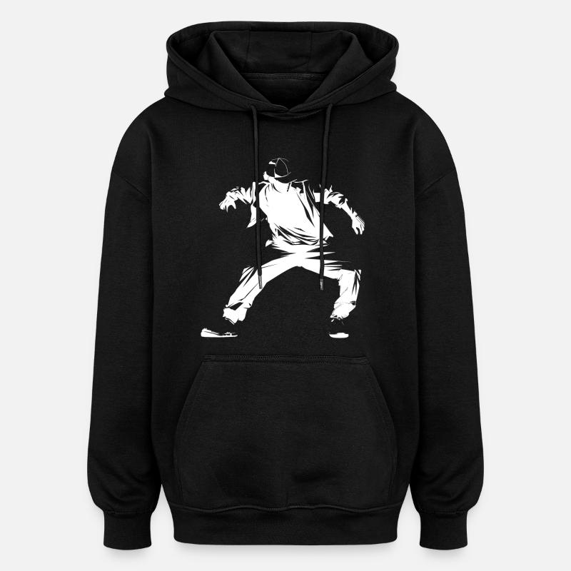 Graphismes Breakdancer - Sweat à capuche oversize unisexe - noir