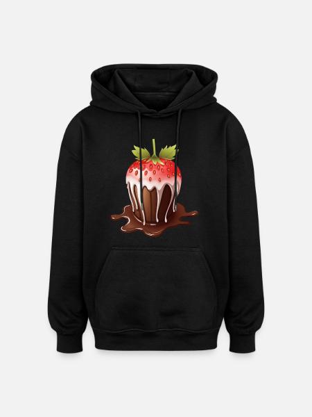 Whimsical Chocolate Strawberry Fusion Design - Oversized Unisex Hoodie - black