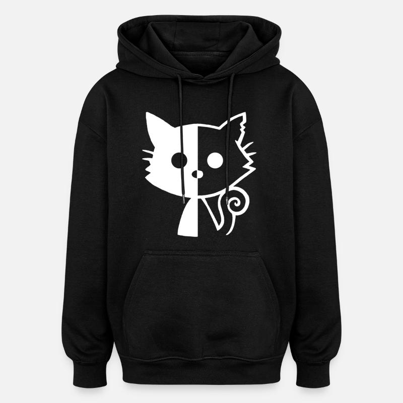 Chaton blanc yin et yang - Sweat à capuche oversize unisexe - noir