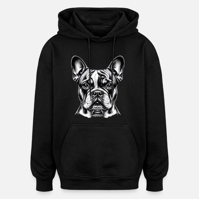 Tête de bouledogue français - Sweat à capuche oversize unisexe - noir