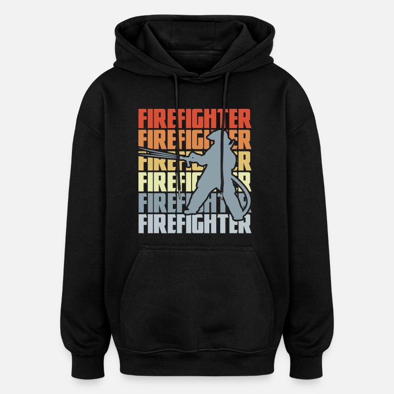 Pompier rétro - Sweat à capuche oversize unisexe - noir