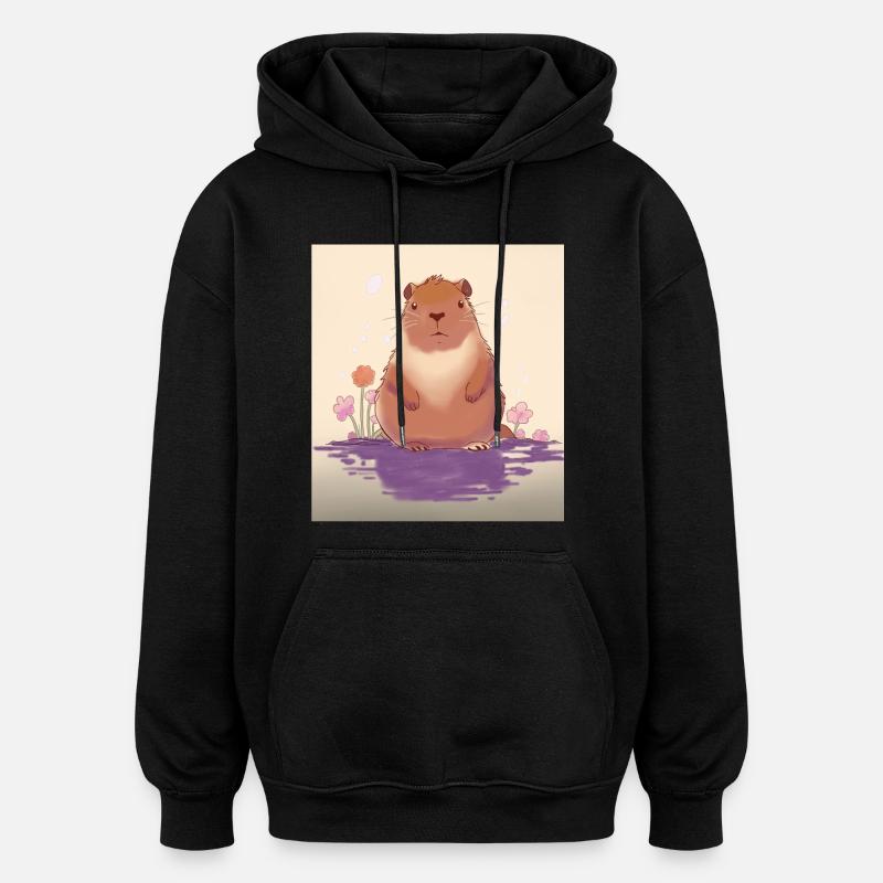 Pastel Lac Capybara - Sweat à capuche oversize unisexe - noir