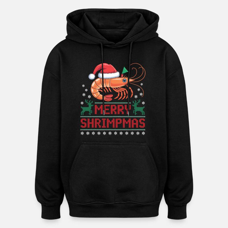 Joyeux Noël Moche Crevettes - Sweat à capuche oversize unisexe - noir