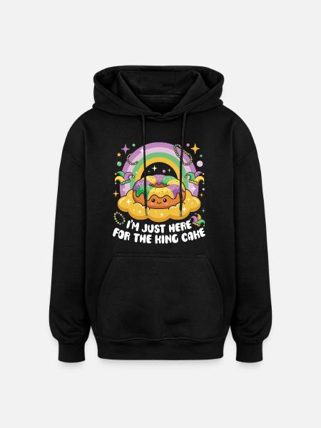 King Cake Mardi Gras Kawaii - Oversized Unisex Hoodie - black