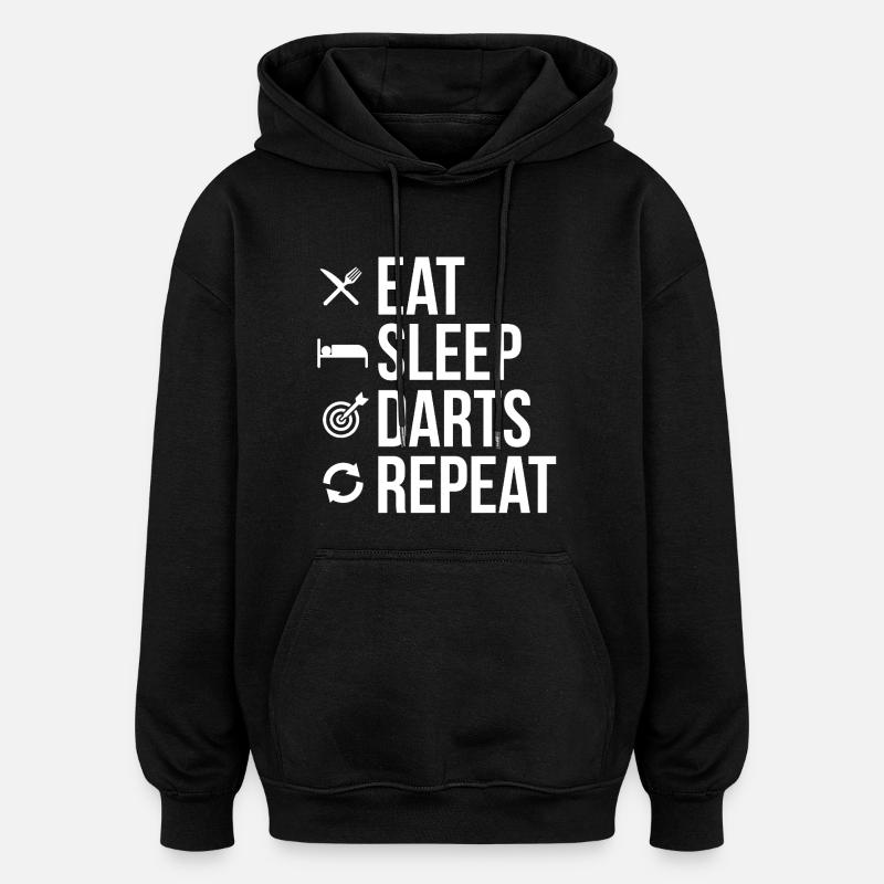 Eat Sleep Darts Repeat - Sweat à capuche oversize unisexe - noir