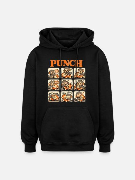 Singe Cooler Punch Bébé Singe mignon - Sweat à capuche oversize unisexe - noir