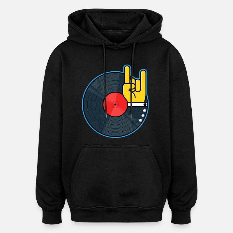 Vinyl Album Hand - Sweat à capuche oversize unisexe - noir