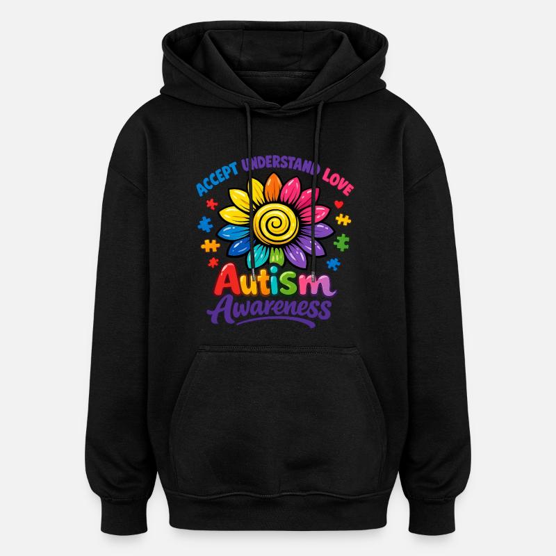 Autismus-Bewusstsein-Sonnenblume - Oversized Unisex Hoodie - Schwarz