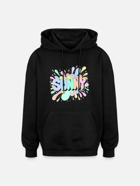 Sunny Splash Pastel Buchstaben - Oversized Unisex Hoodie - Schwarz