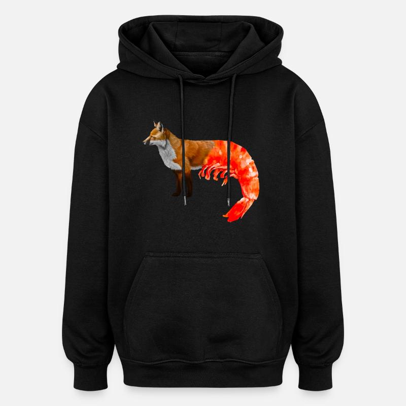 Fox-shrimp mixture - Oversized Unisex Hoodie - black