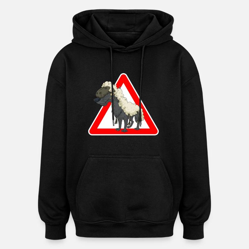 wolf - Oversized Unisex Hoodie - black