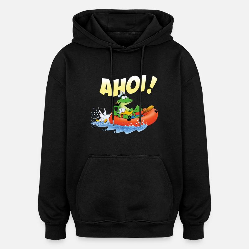 grenouille ahoy - Sweat à capuche oversize unisexe - noir