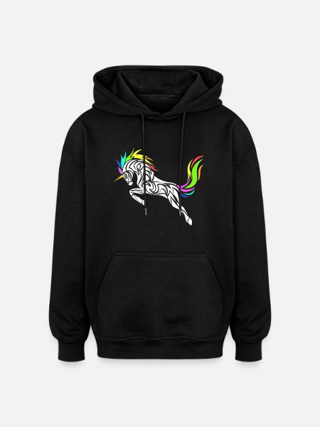 STYLISH LICORNE - Oversized Unisex Hoodie - black