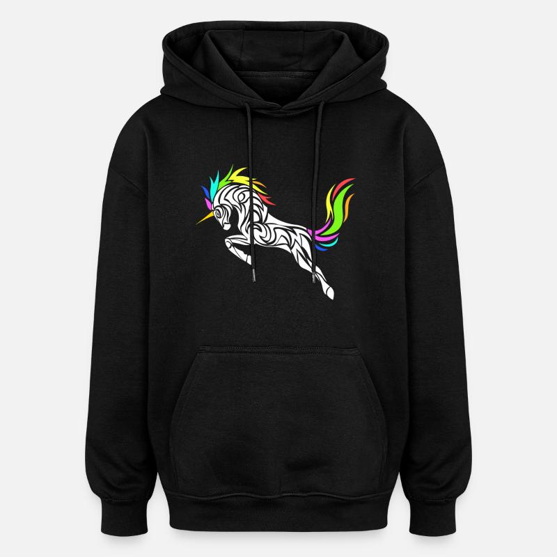 LICORNE STYLISÉE - Sweat à capuche oversize unisexe - noir
